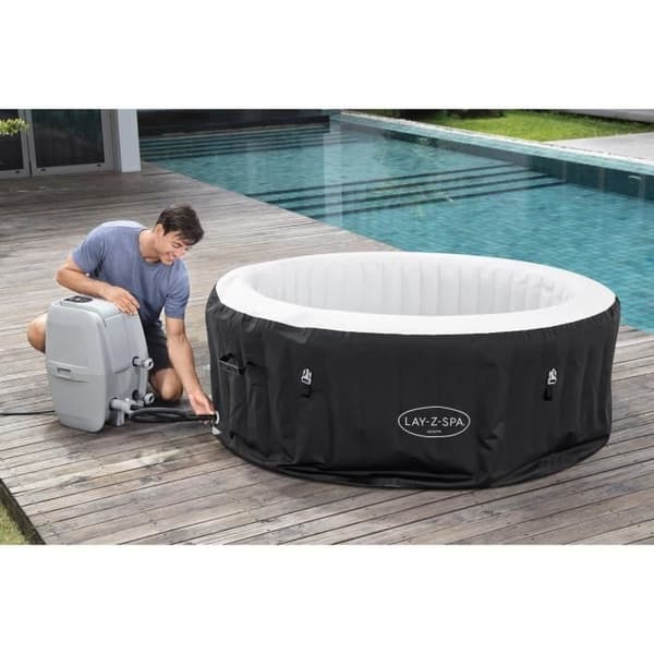 Spa gonflable BESTWAY - Lay-Z-Spa Miami - 120 luftmunstycken - 180 x 66 cm - 2 till 4 platser - Rund (överdrag, patrontillbehör, diffuser)