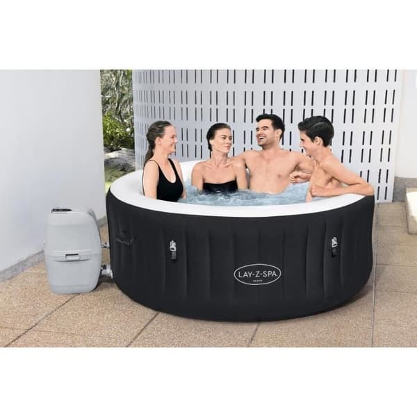 Spa gonflable BESTWAY - Lay-Z-Spa Miami - 120 luftmunstycken - 180 x 66 cm - 2 till 4 platser - Rund (överdrag, patrontillbehör, diffuser)