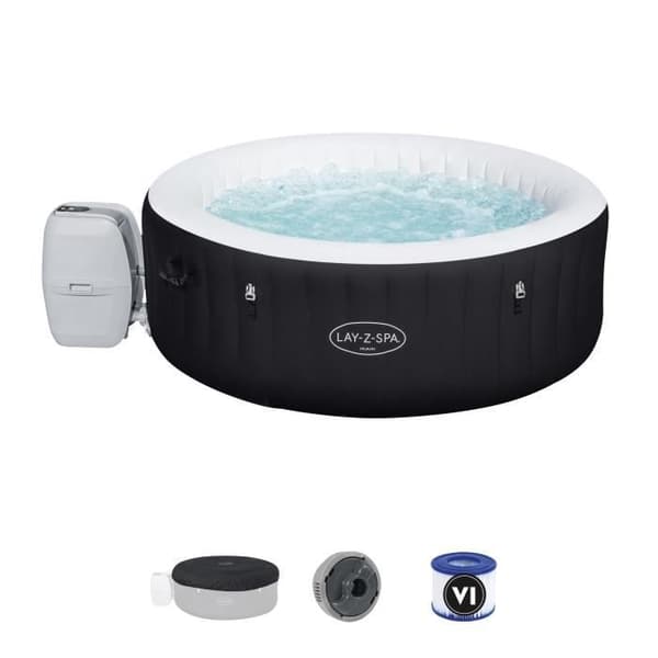 Spa gonflable BESTWAY - Lay-Z-Spa Miami - 120 luftmunstycken - 180 x 66 cm - 2 till 4 platser - Rund (överdrag, patrontillbehör, diffuser)