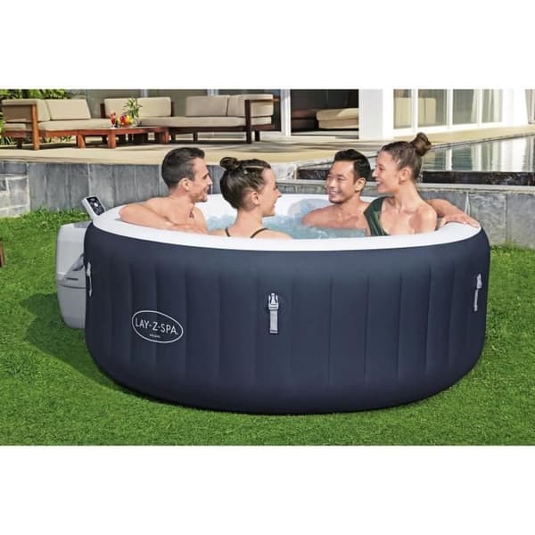 Spa gonflable BESTWAY - Lay-Z-Spa Miami - 120 luftmunstycken - 180 x 66 cm - 2 till 4 platser - Rund (överdrag, patrontillbehör, diffuser)