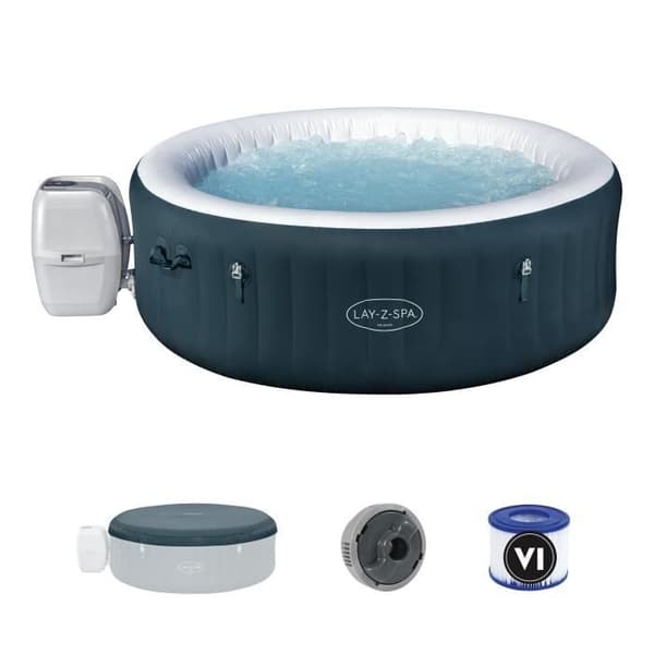 Spa gonflable BESTWAY - Lay-Z-Spa Miami - 140 luftmassager - 196 x 66 cm - 4 till 6 platser - Rund (överdrag, patron, diffusor)
