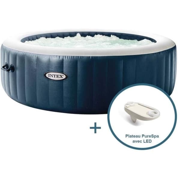 INTEX Spa Gonflable 6 platser Pure Spa Blå marin med LED-bricka ingår