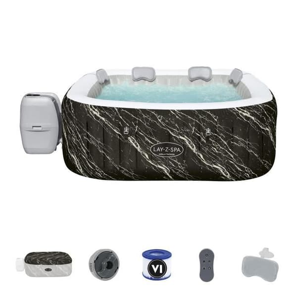 Spa gonflable BESTWAY - Lay-Z-Spa Hollywood - 140 luftstrålar - 180 x 180 x 66 cm - 4 till 6 platser - Fyrkantig (skydd, patron)