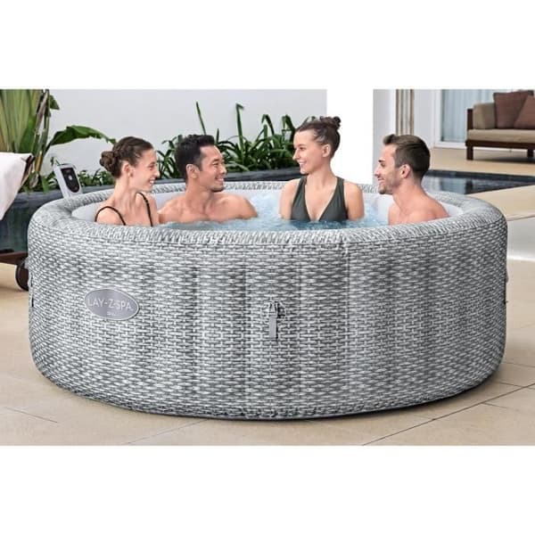 Spa gonflable BESTWAY - Lay-Z-Spa Bali - 140 luftmunstycken - 196 x 71 cm - 4 till 6 platser - Rund (lock, kartong, diffusor)