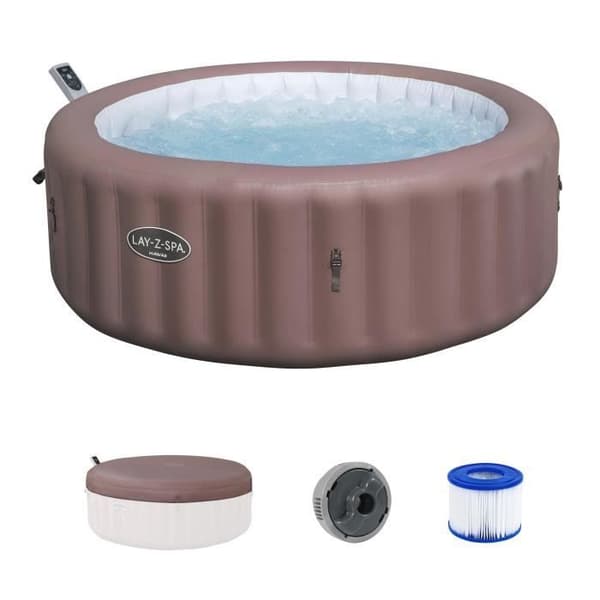 Spa gonflable BESTWAY - Lay-Z-Spa Hawaii - 140 luftjetar - 196 x 71 cm - 4 till 6 platser - Rund (lock, patron, diffusor)