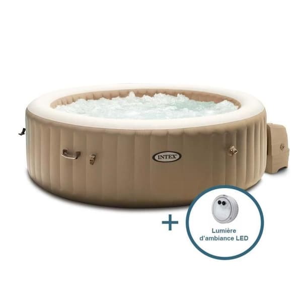Intex uppblåsbart spabad - Sahara - 196 x 71 cm - 4 platser - Rund - 28426FR + LED stämningsbelysning