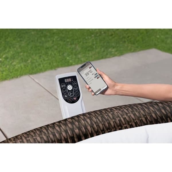 Spa gonflable BESTWAY - Lay-Z-Spa Bali - 180 luftstrålar - 216 x 71 cm - 5 till 7 platser - Rund (lock, patron, diffusor)