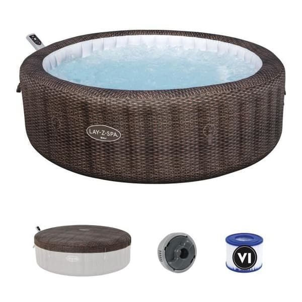 Spa gonflable BESTWAY - Lay-Z-Spa Bali - 180 luftstrålar - 216 x 71 cm - 5 till 7 platser - Rund (lock, patron, diffusor)