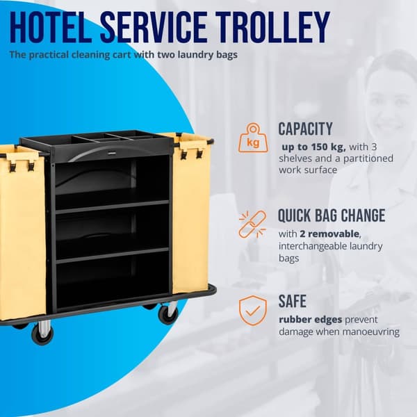 Uniprodo Hotellvagn -150 kg - 2 tvättsäckar