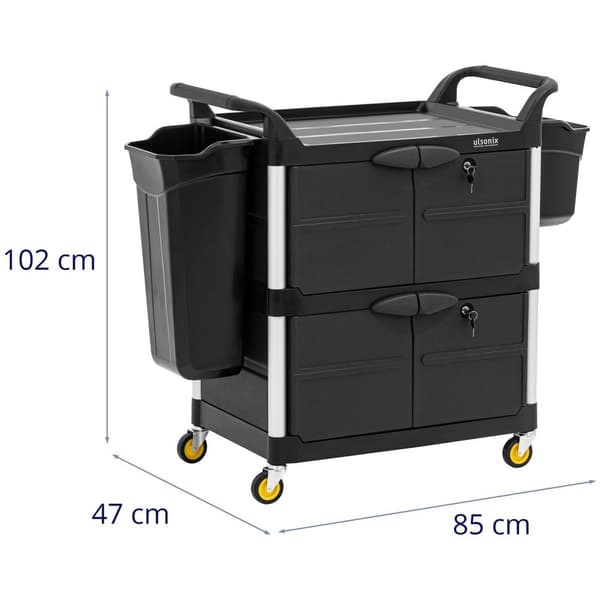 ulsonix Städvagn - Låsbar - 150 kg - 3 hyllor