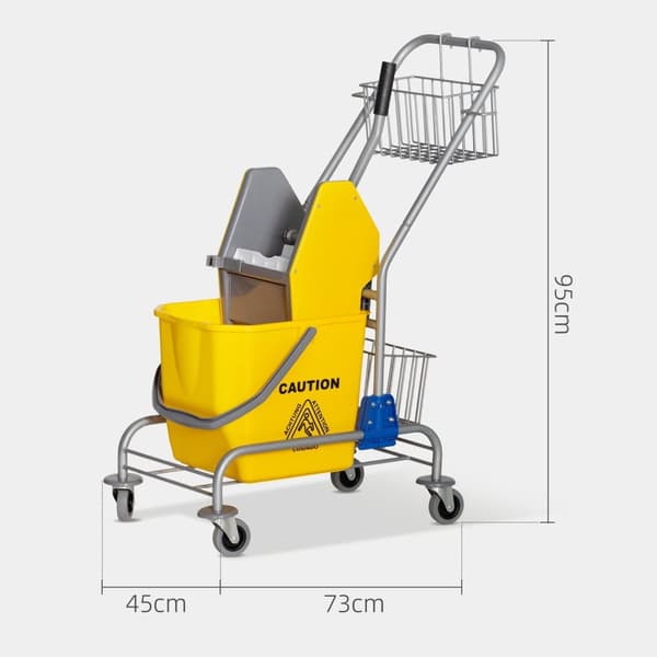 Rootz Cleaning Trolley - Professional Cleaning Cart - Trolley On Wheels - Enkla rengöring - 73 cm x 45 cm x 95 cm