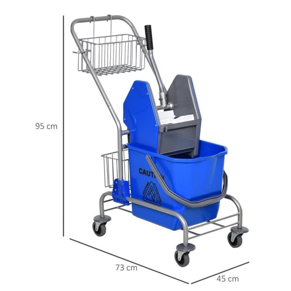 Rootz Cleaning Trolley - Husholdningsvogn - Professionel rengøringsvogn - 26L Kapacitet - 73L x 45W x 95H cm