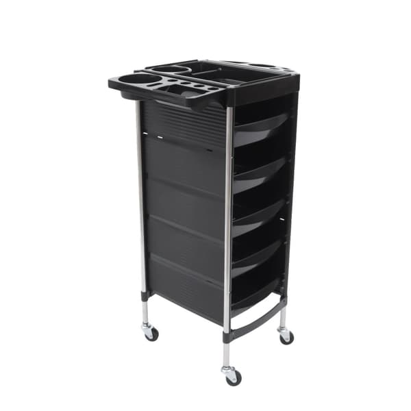 Skønhedssalonvogn, multifunktionel topbakke, fritstående design, 5 skuffer,sort