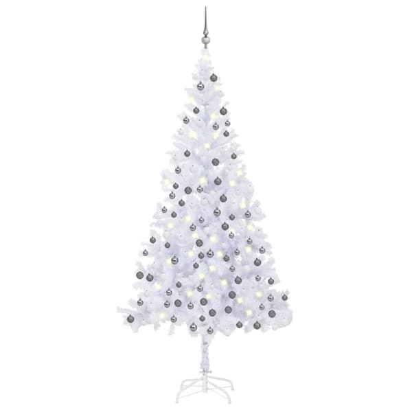 vidaXL Belyst plastgran med kulor 210 cm 910 grenar -  Julgranar