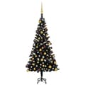 Miniatyrbillede 2 af 11: vidaXL kunstigt juletræ med lys og kuglesæt 120 cm PVC sort -  Juletræer