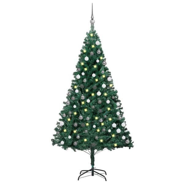 vidaXL Tekojoulukuusi palloilla esivalaistu vihreä 180 cm PVC -  Joulukuuset