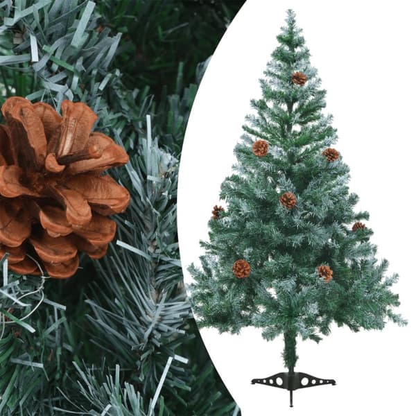 vidaXL juletræ med sne + lys + julekugler og grankogler 150 cm -  Juletræer