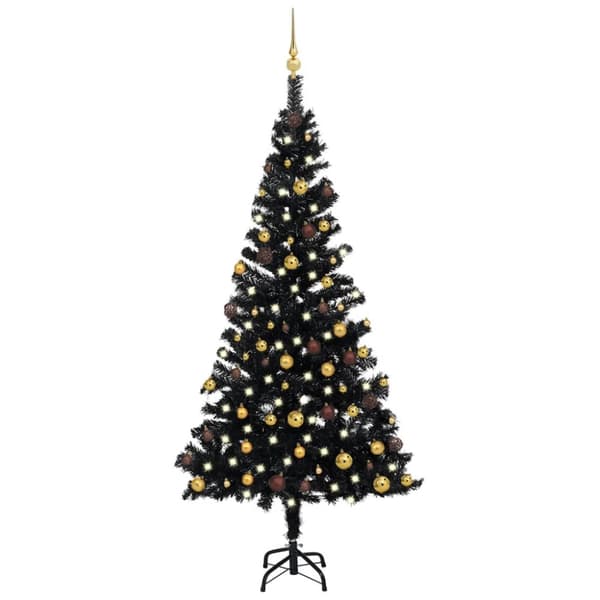 vidaXL Tekojoulukuusi palloilla esivalaistu musta 150 cm PVC - Joulukuuset