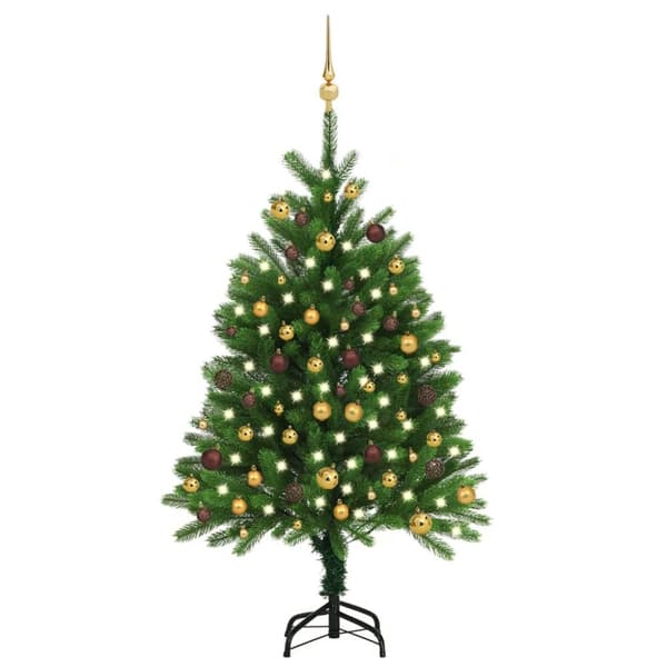 vidaXL Tekojoulukuusi palloilla esivalaistu 120 cm vihreä -  Joulukuuset