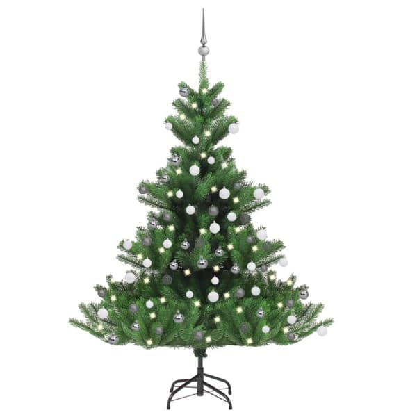 vidaXL Kaukasianpihta tekojoulukuusi LED-valot ja pallot vihreä 150 cm -  Joulukuuset