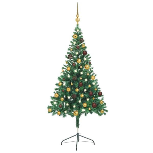 vidaXL Belyst plastgran med kulor 150 cm 380 grenar -  Julgranar