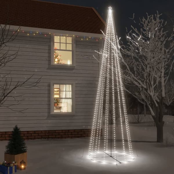 vidaXL Kartio joulukuusi 1134 kylmän valkoista LED-valoa 230x800 cm -  Joulukuuset