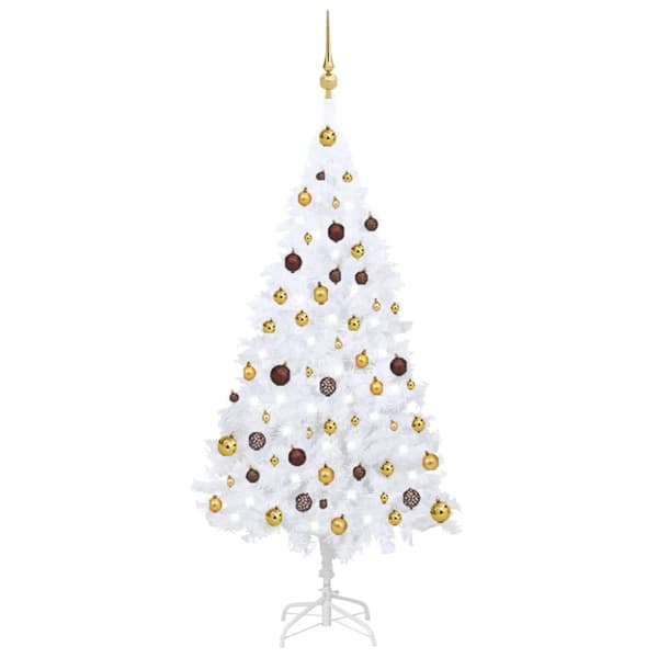 The Living Store Belyst plastgran med kulor vit 150 cm PVC -  Julgranar