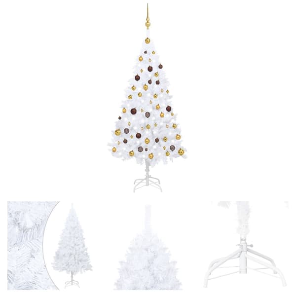 The Living Store Belyst plastgran med kulor vit 150 cm PVC -  Julgranar