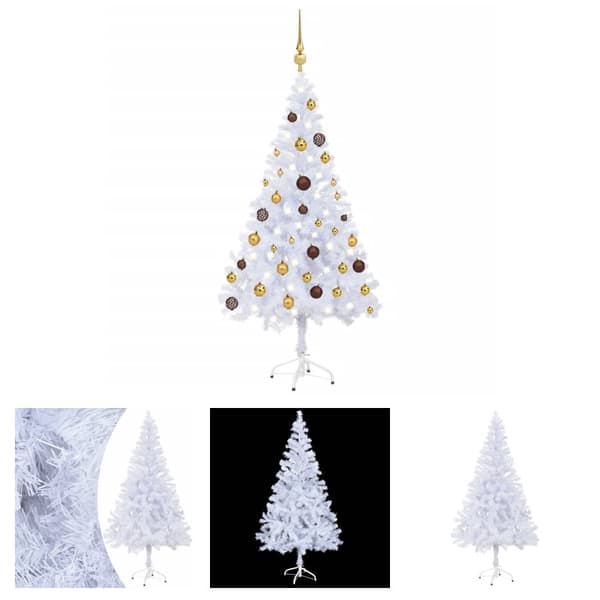 The Living Store kunstigt juletræ med lys og kuglesæt 120 cm 230 grene -  Juletræer