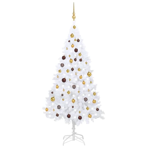 The Living Store Belyst plastgran med kulor vit 180 cm PVC -  Julgranar