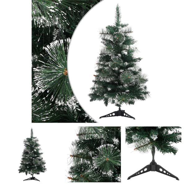 The Living Store Plastgran med fot grön och vit 60 cm PVC -  Julgranar