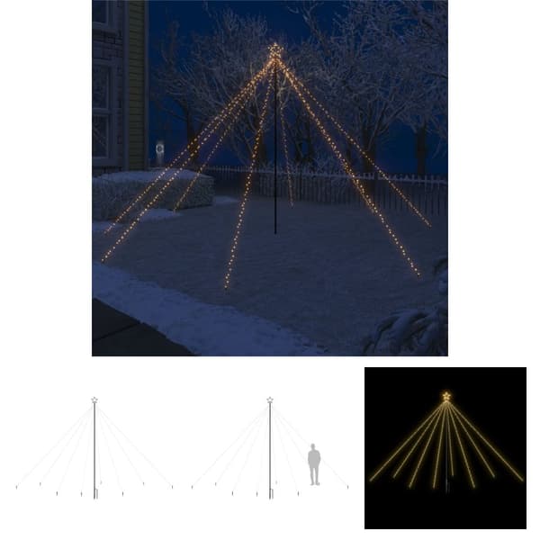 The Living Store Joulukuusen valot sisä-/ulkokäyttöön 576 LED-valoa 3,6 m -  Joulukuuset