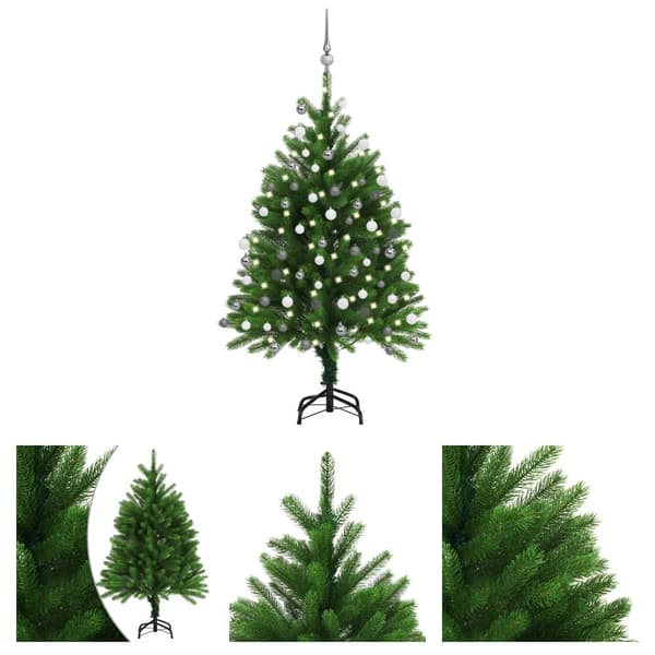 The Living Store kunstigt juletræ med lys og kuglesæt 120 cm grøn -  Juletræer