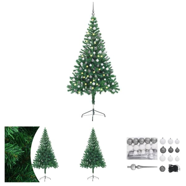 The Living Store kunstigt juletræ med lys og kuglesæt 150 cm 380 grene -  Juletræer