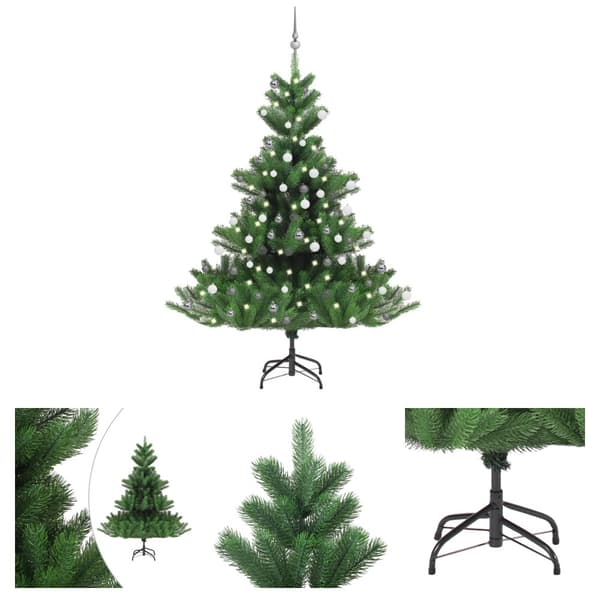 The Living Store Kaukasianpihta tekojoulukuusi LED-valot ja pallot vihreä 180 cm -  Joulukuuset