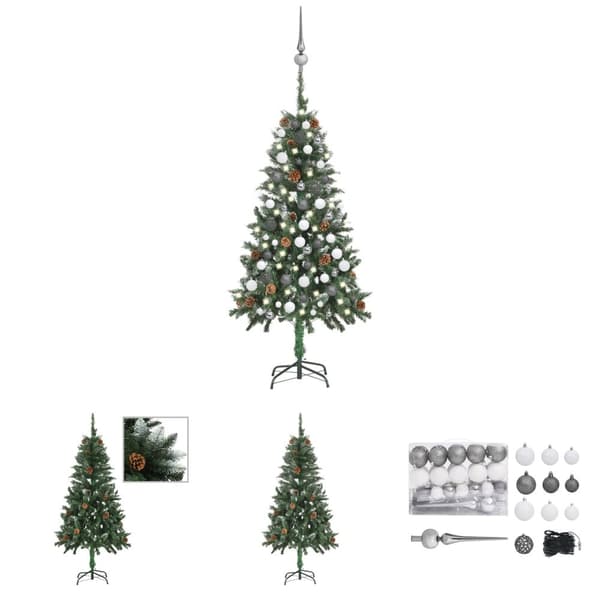 The Living Store Joulukuusi esivalaistu palloilla ja kävyillä 150 cm -  Joulukuuset