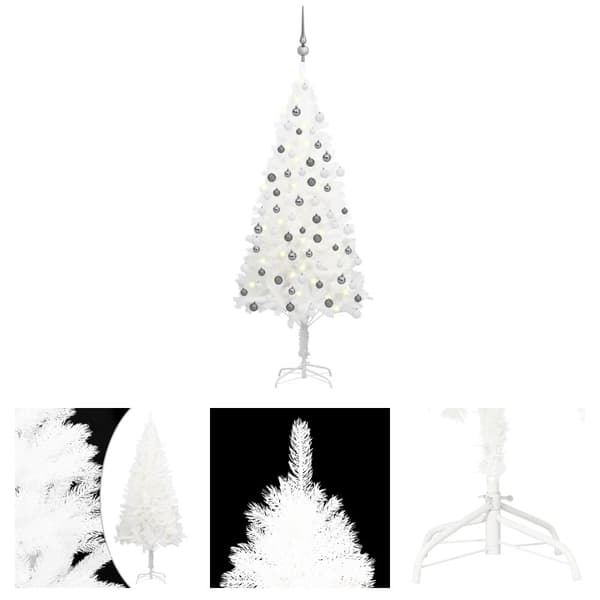 The Living Store Belyst plastgran med kulor vit 120 cm -  Julgranar