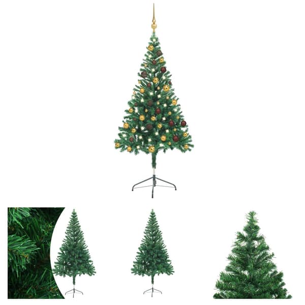 The Living Store kunstigt juletræ med lys og kuglesæt 150 cm 380 grene -  Juletræer
