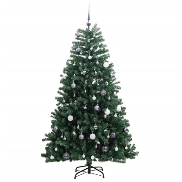 The Living Store kunstigt juletræ 300 LED'er og kuglesæt hængslet 210 cm -  Juletræer