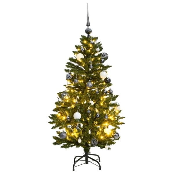 The Living Store kunstigt juletræ 150 LED'er og kuglesæt hængslet 150 cm -  Juletræer