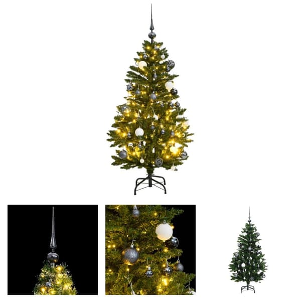 The Living Store kunstigt juletræ 150 LED'er og kuglesæt hængslet 150 cm -  Juletræer