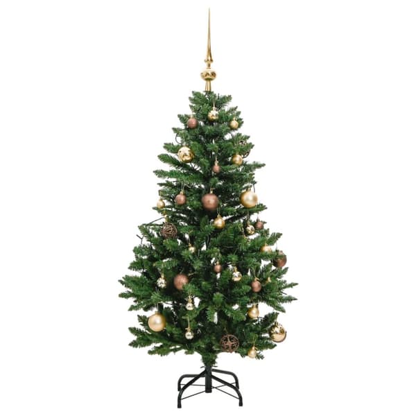 The Living Store Tekojoulukuusi saranoilla 150 LED-valoa ja joulupalloa 120 cm -  Joulukuuset