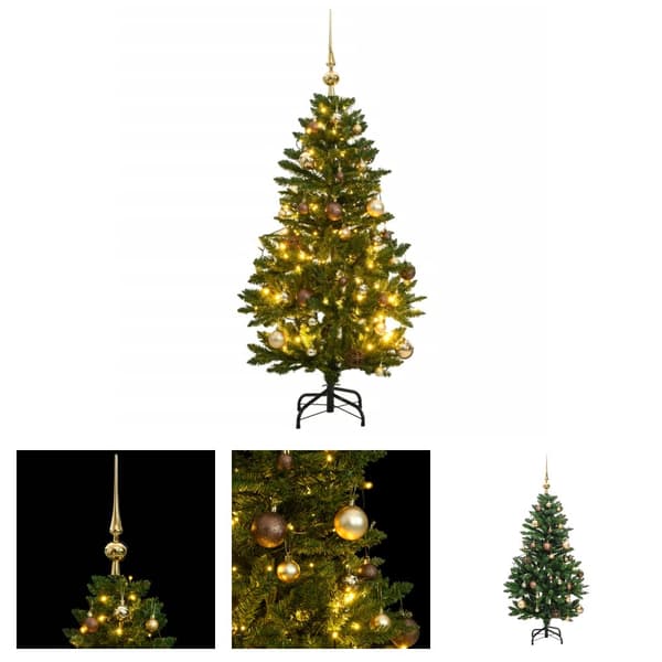 The Living Store kunstigt juletræ 150 LED'er og kuglesæt hængslet 120 cm -  Juletræer