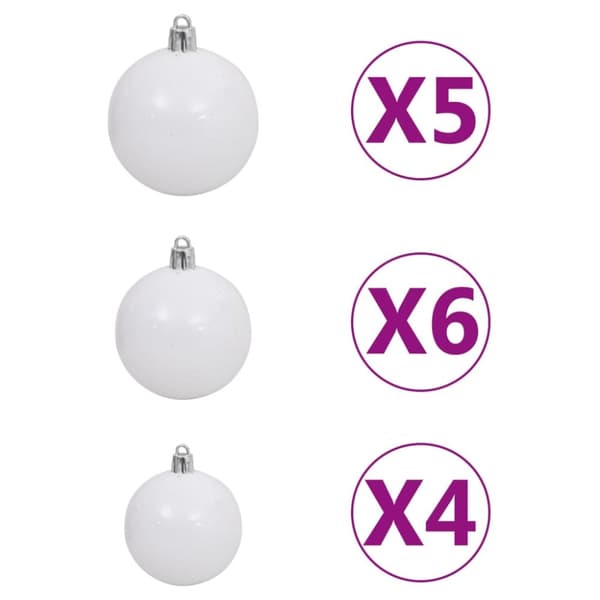 The Living Store Plastgran med gångjärn 150 LEDs & kulor 120 cm -  Julgranar
