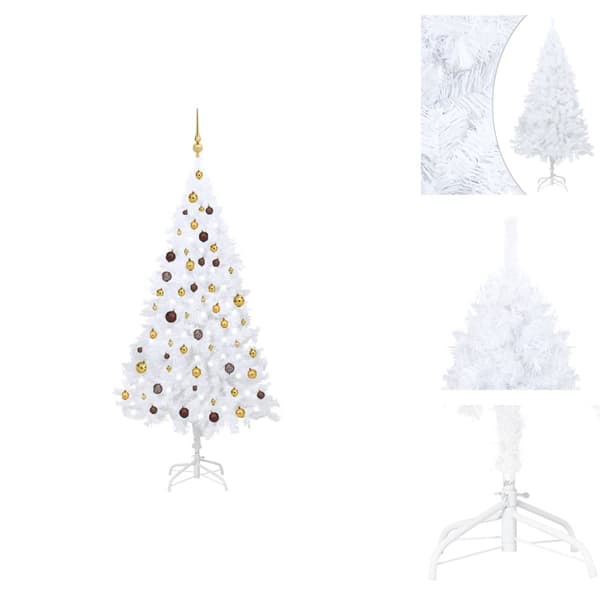 Joulukuuset - Living Tekojoulukuusi palloilla esivalaistu valkoinen 180 cm PVC