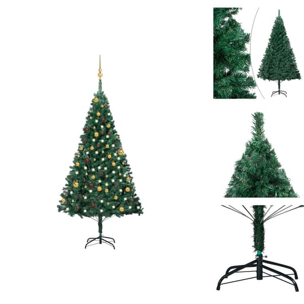 Julgranar - Living Belyst plastgran med kulor grön 180 cm PVC