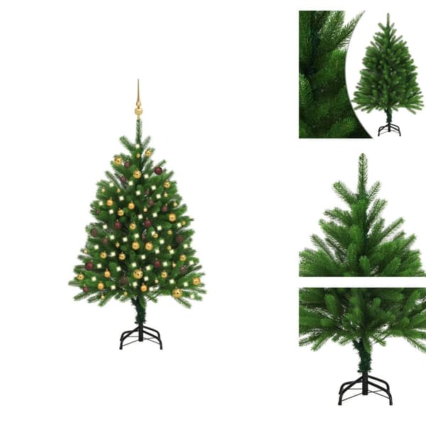 Juletræer - Living kunstigt juletræ med lys og kuglesæt 120 cm grøn