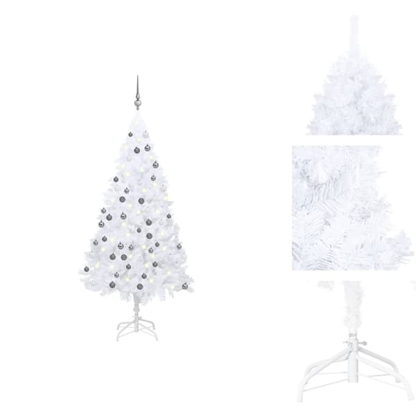 Julgranar - Living Belyst plastgran med kulor vit 150 cm PVC