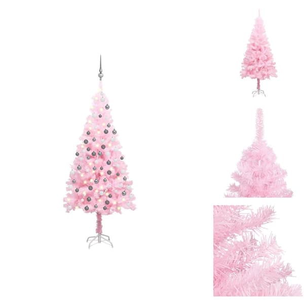 Joulukuuset - Living Tekojoulukuusi palloilla esivalaistu pinkki 120 cm PVC