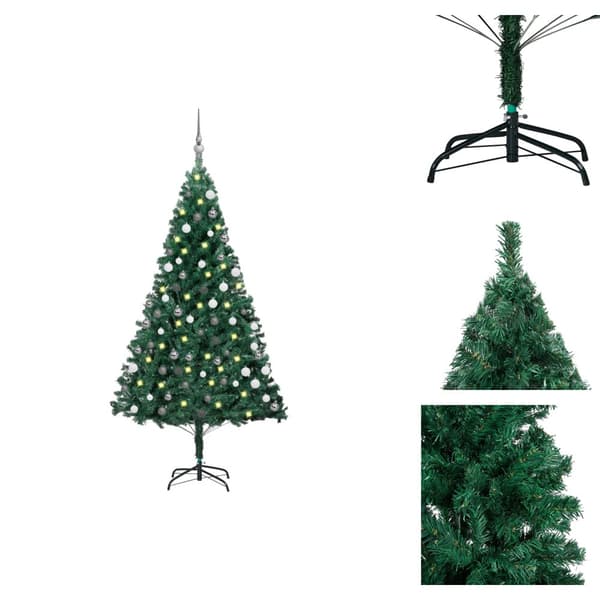 Julgranar - Living Belyst plastgran med kulor grön 150 cm PVC